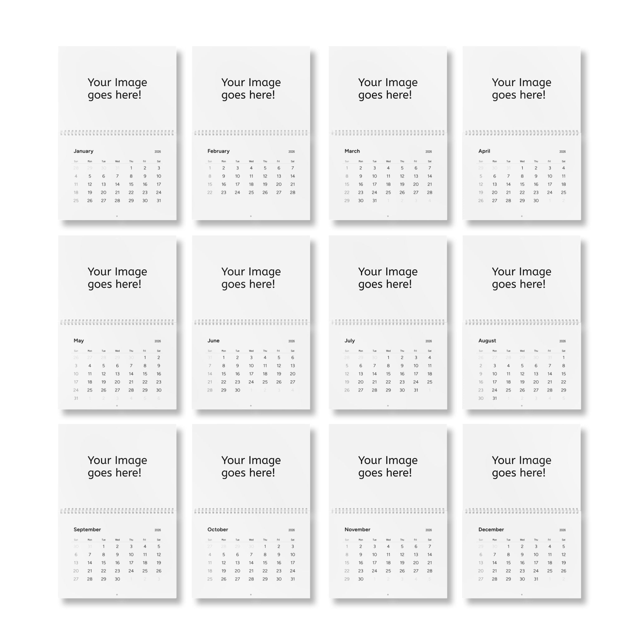 2026 Custom Photo Wall Calendar — Personalized Monthly Planner