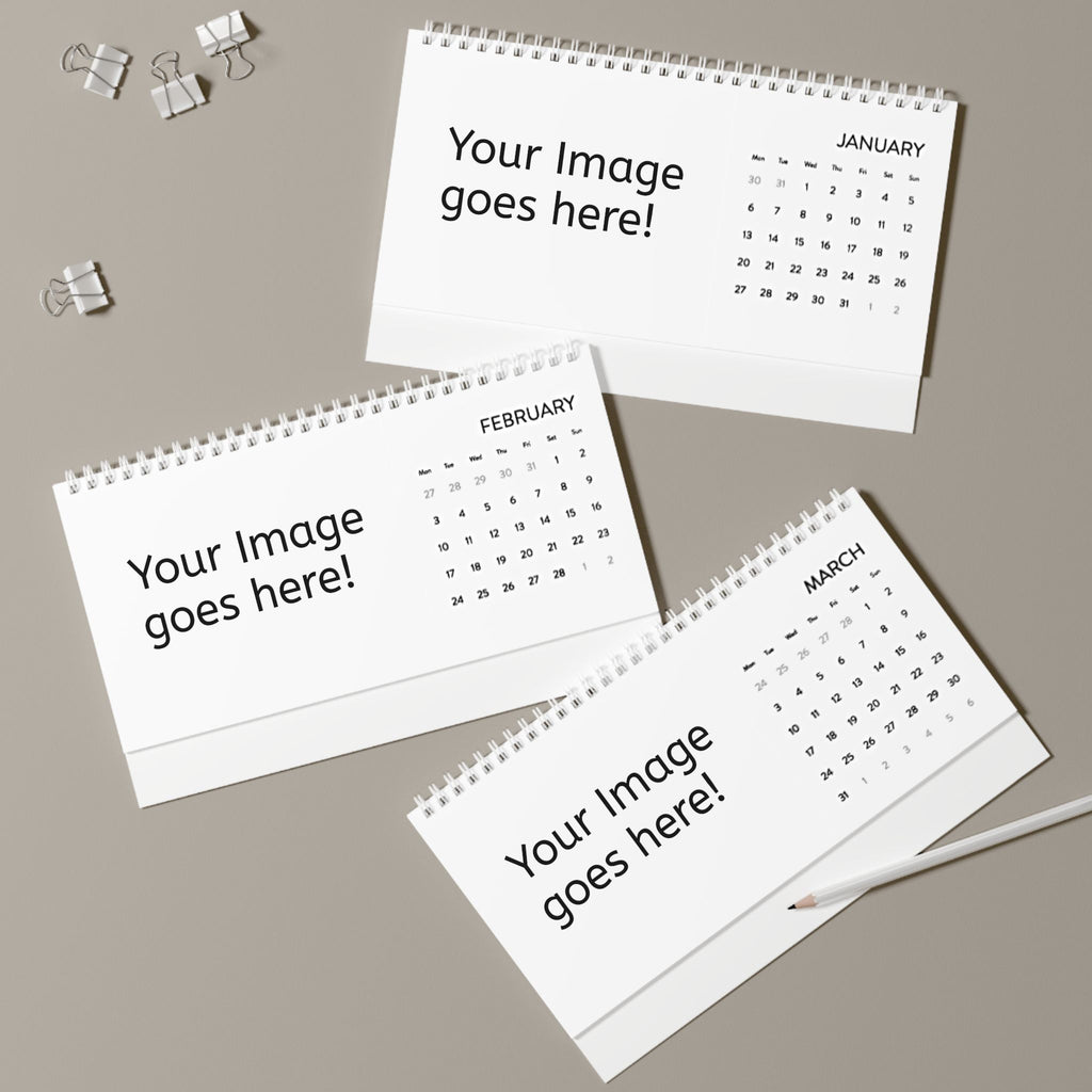 2025 Personalized Desk Calendar – Custom Image Grid Monthly Planner
